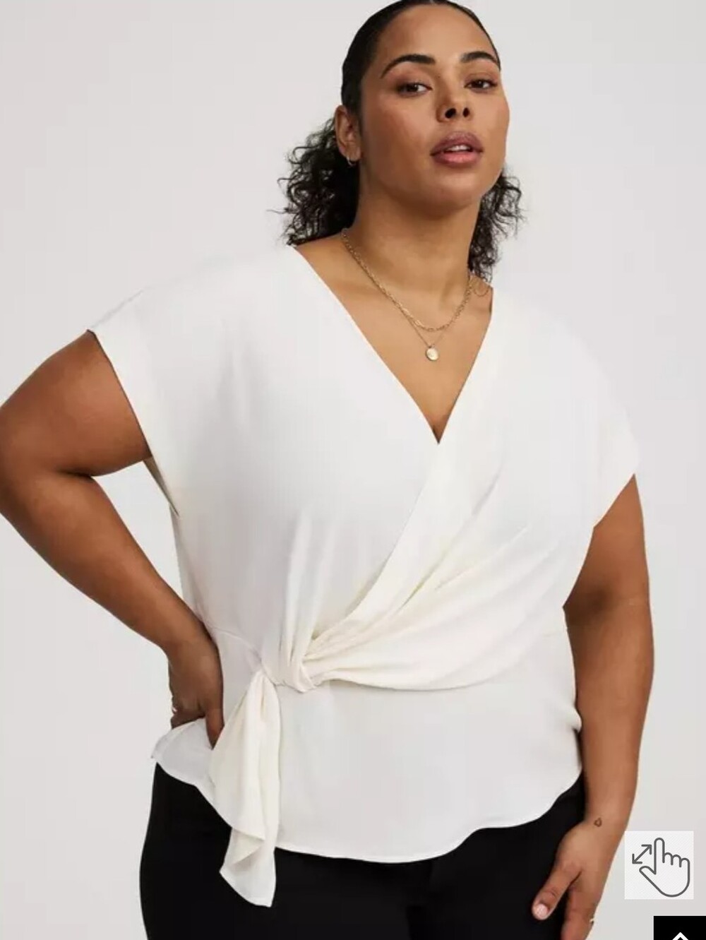 Wrap Front Short Sleeve Top in Ivory